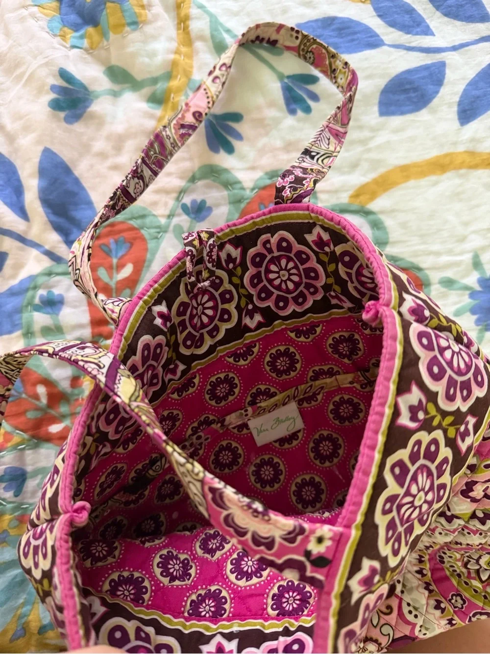 Floral Paisley Quilted Tote Bag in Pink and Purple
